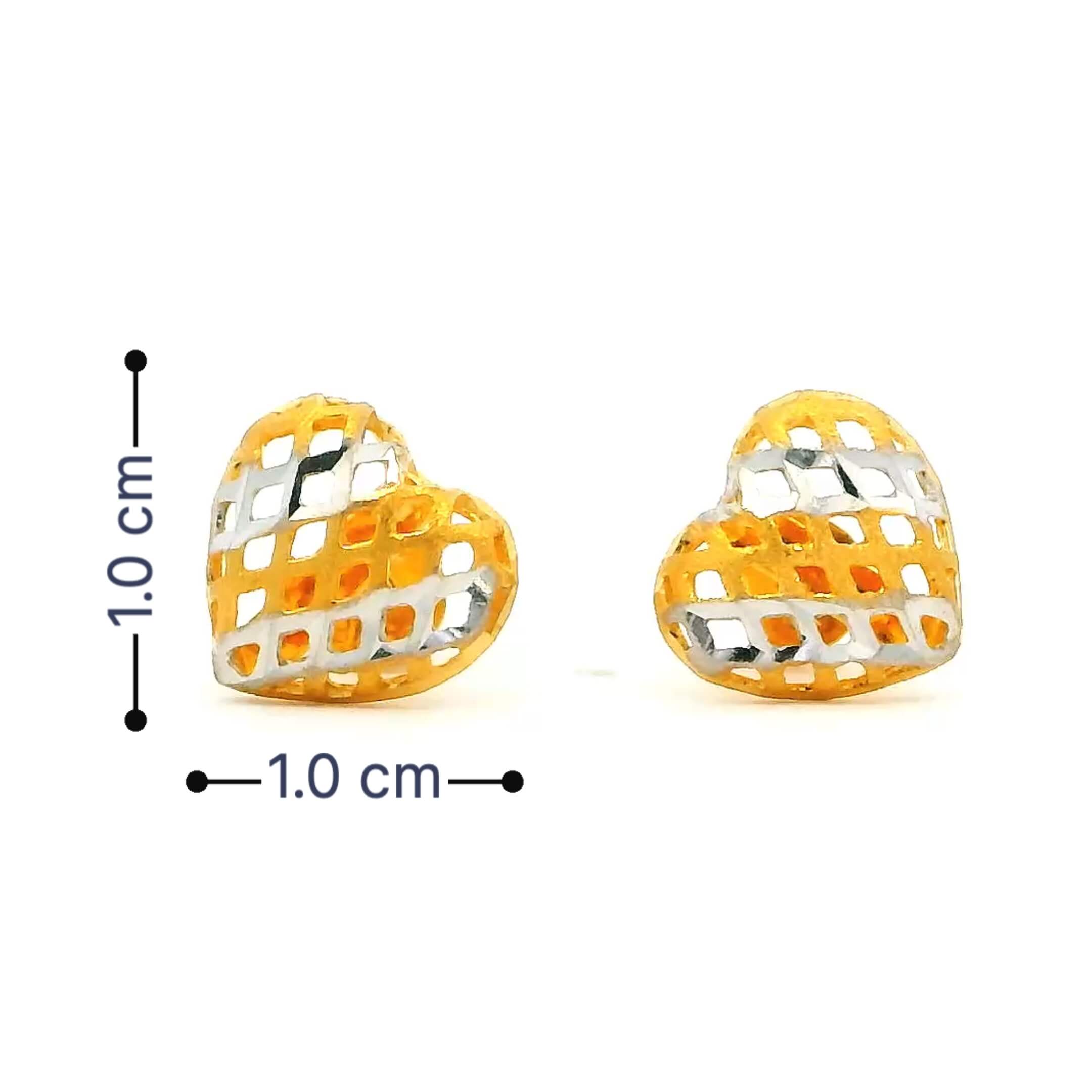 Glittering Hearts Gold Studs