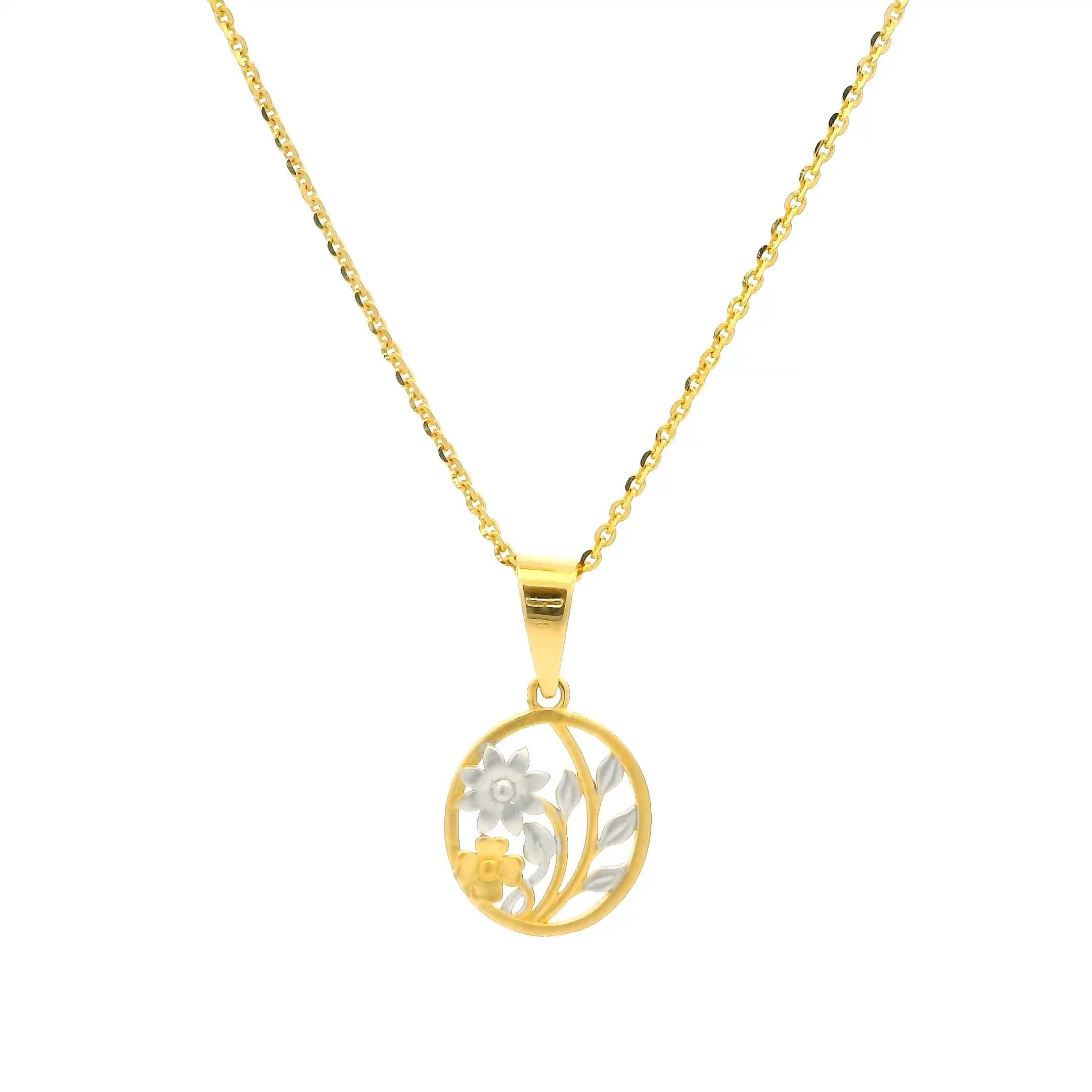 Floral Dazzle Gold Pendant for Women