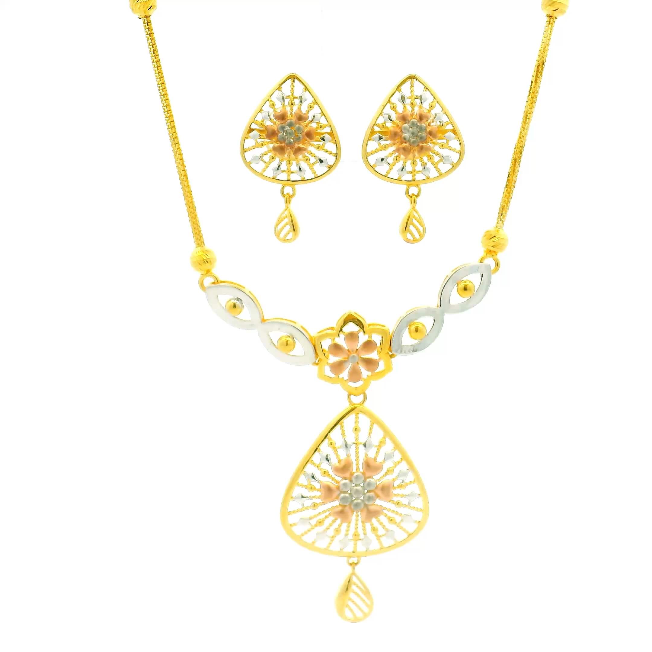 Geometric Blossom Gold Necklace Set