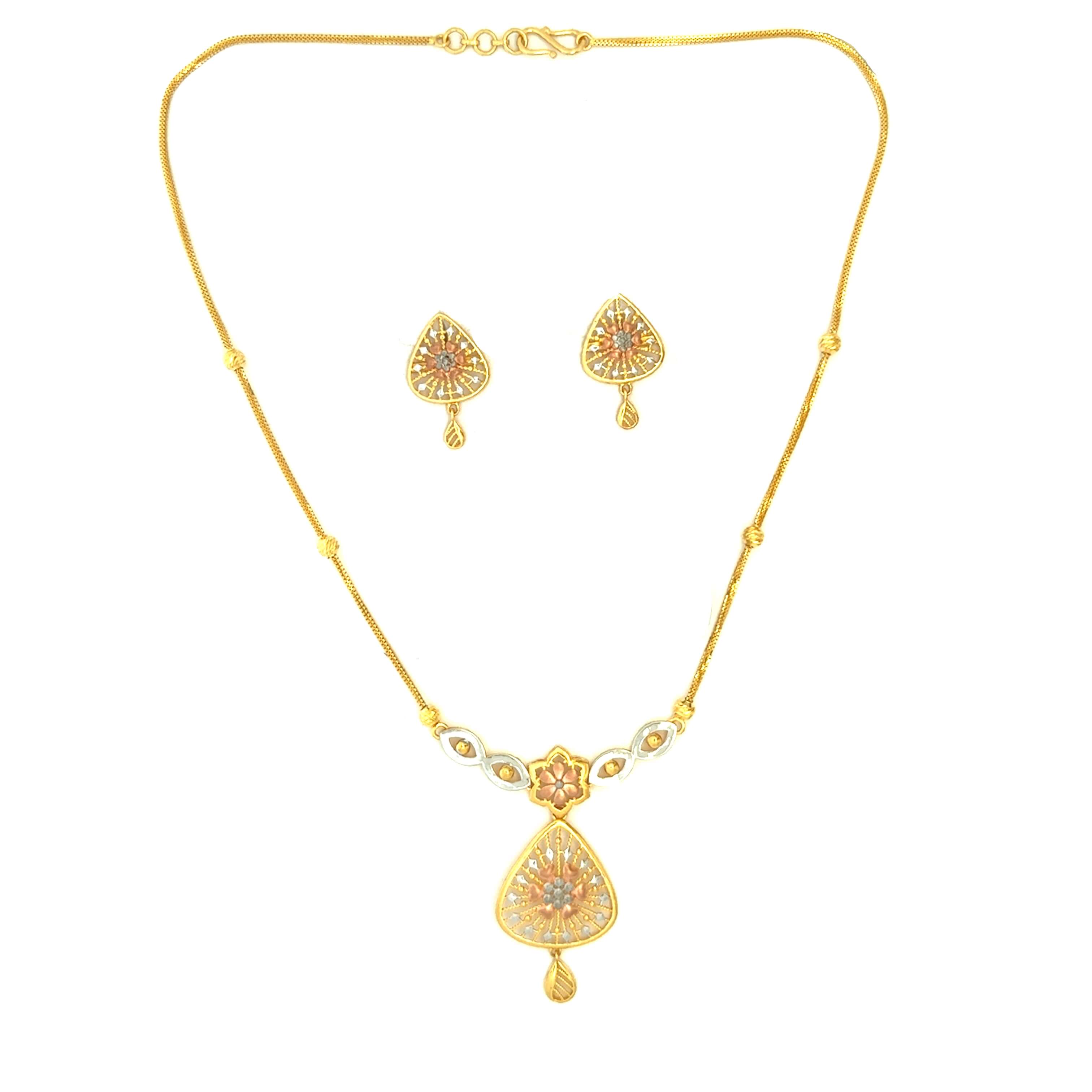 Geometric Blossom Gold Necklace Set