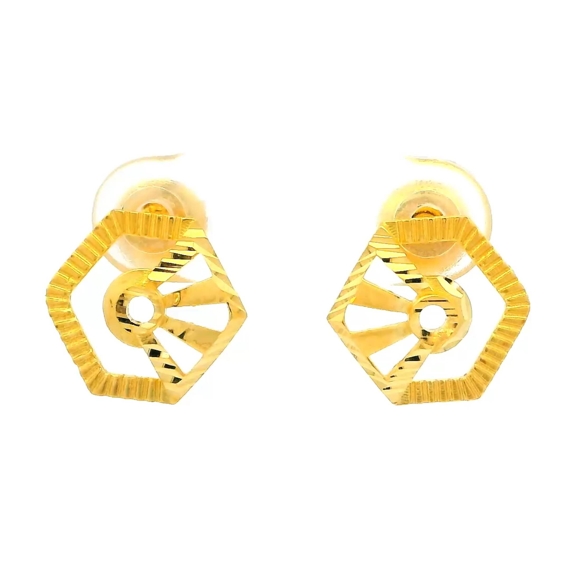 Gleamming Hexagon Gold Studs