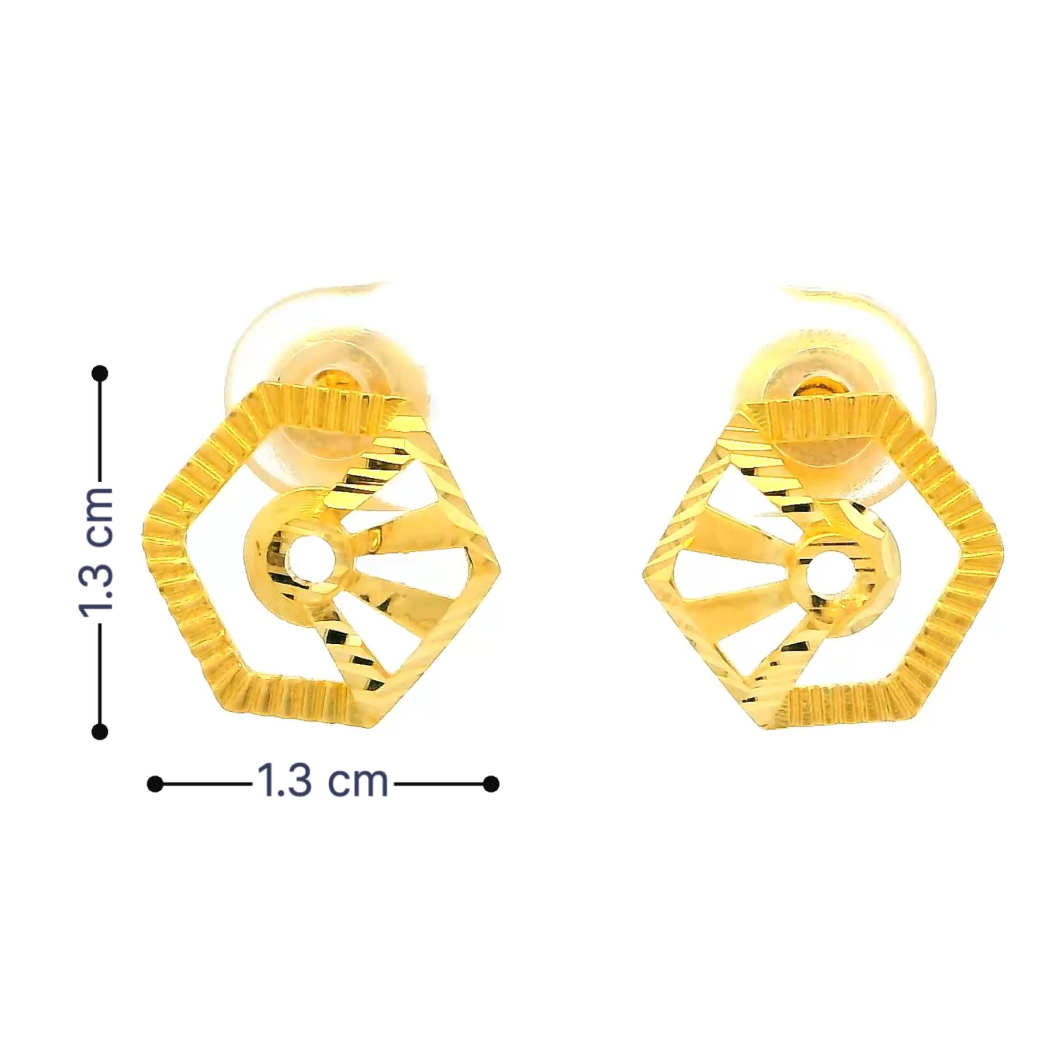 Gleamming Hexagon Gold Studs