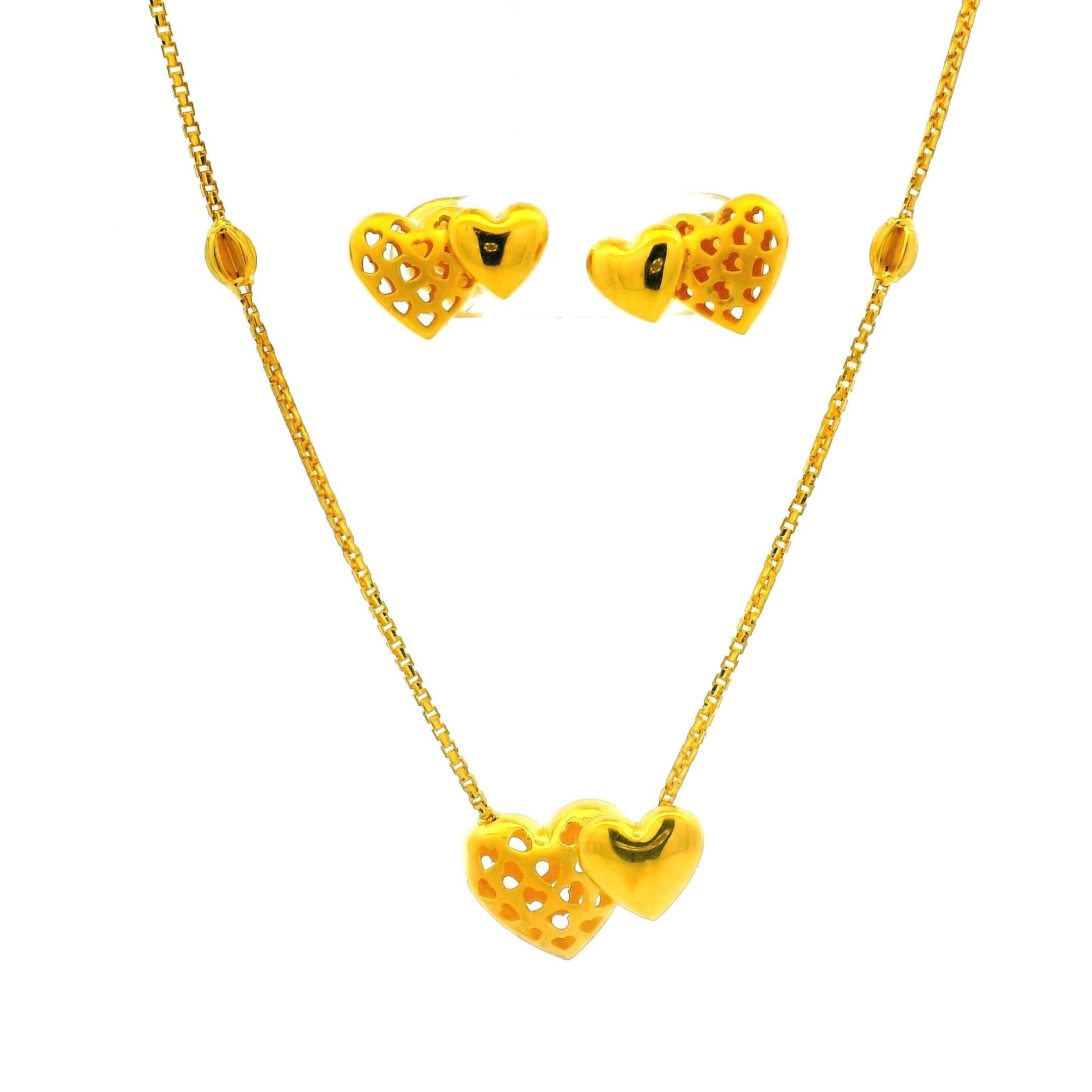 Glimmering Hearts Gold Necklace