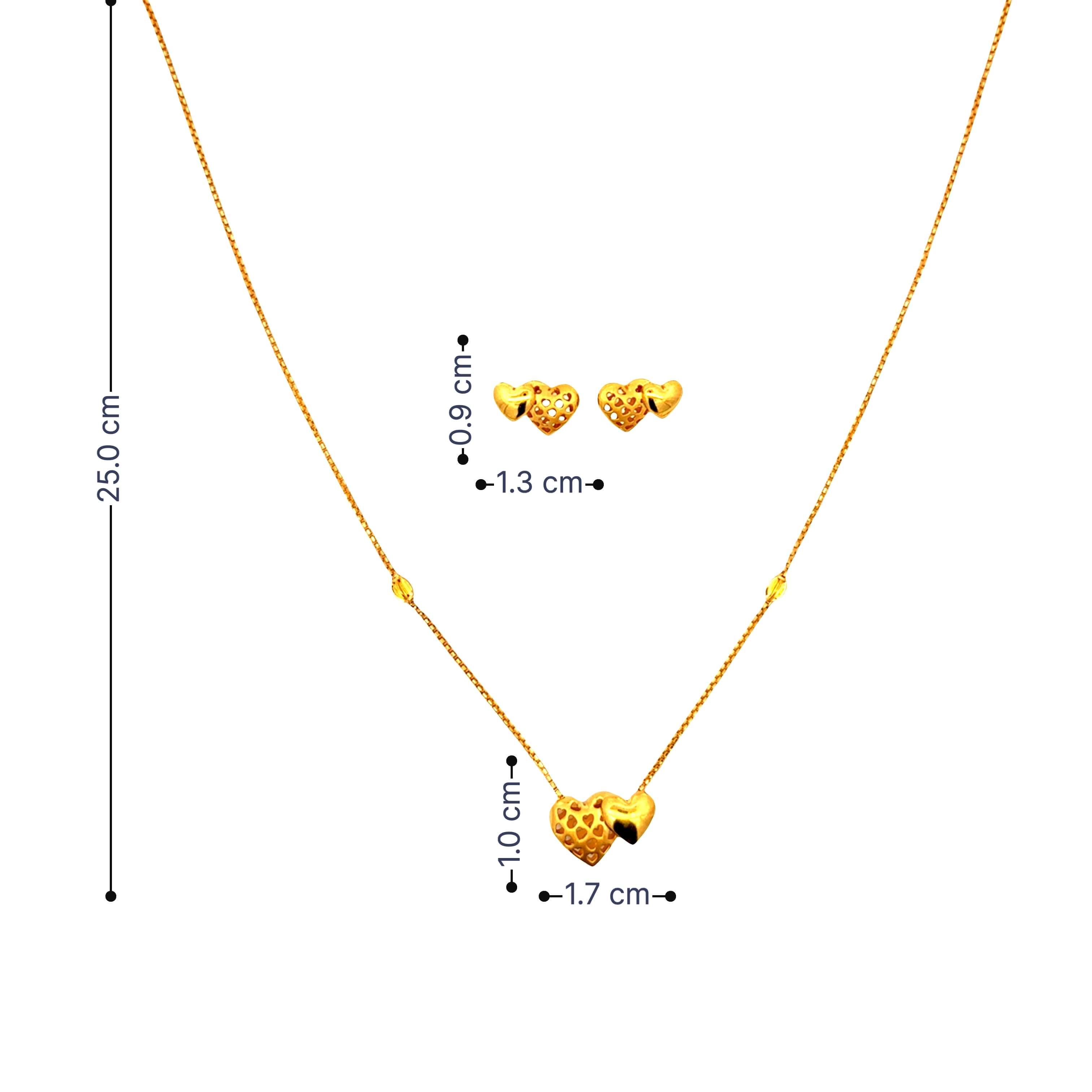 Glimmering Hearts Gold Necklace