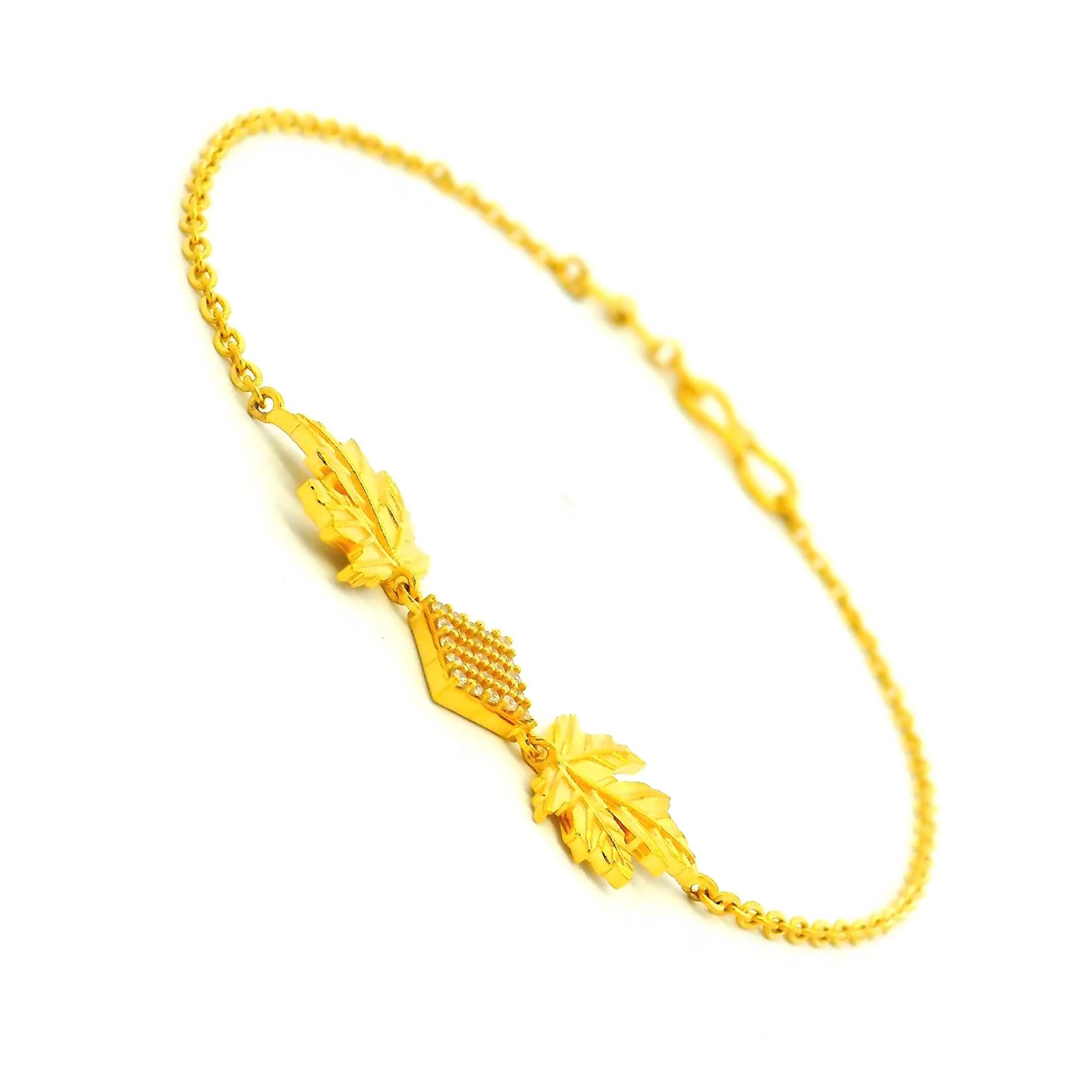 Golden Leaf Glimmer Gold Bracelet