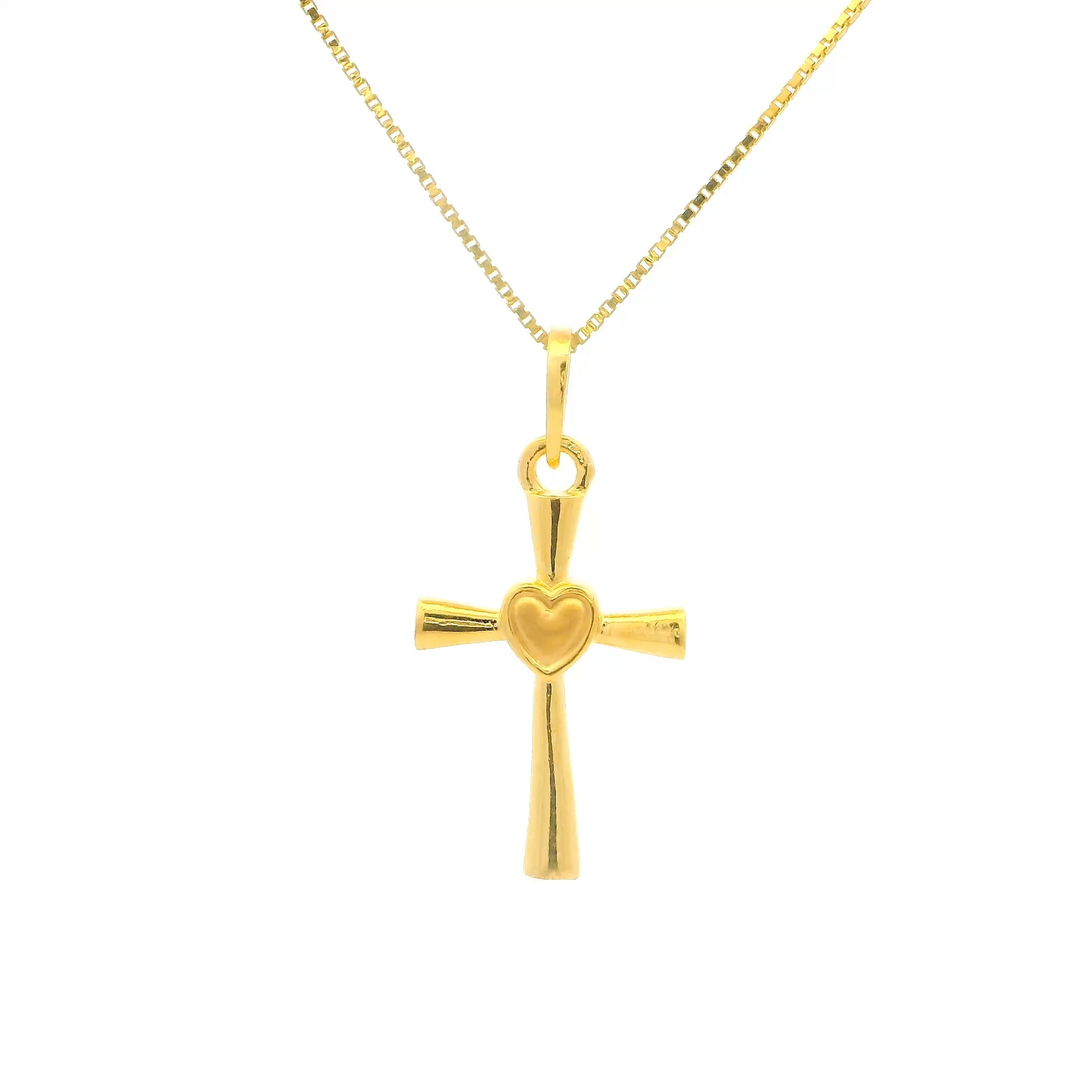 Heart Cross Gold Pendant