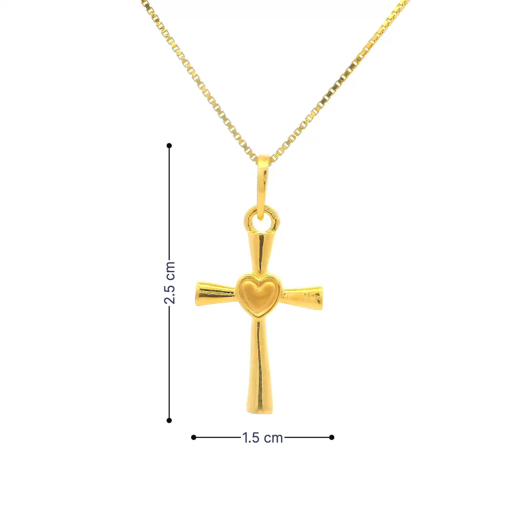 Heart Cross Gold Pendant