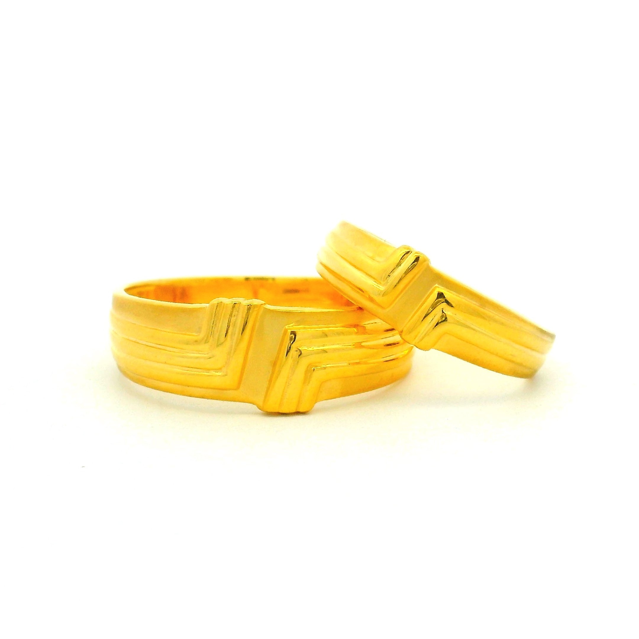 Modern Vow Gold Couple Rings