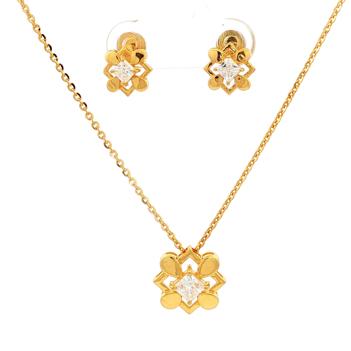 Blossom Sparkle 9k Gold Necklace Set