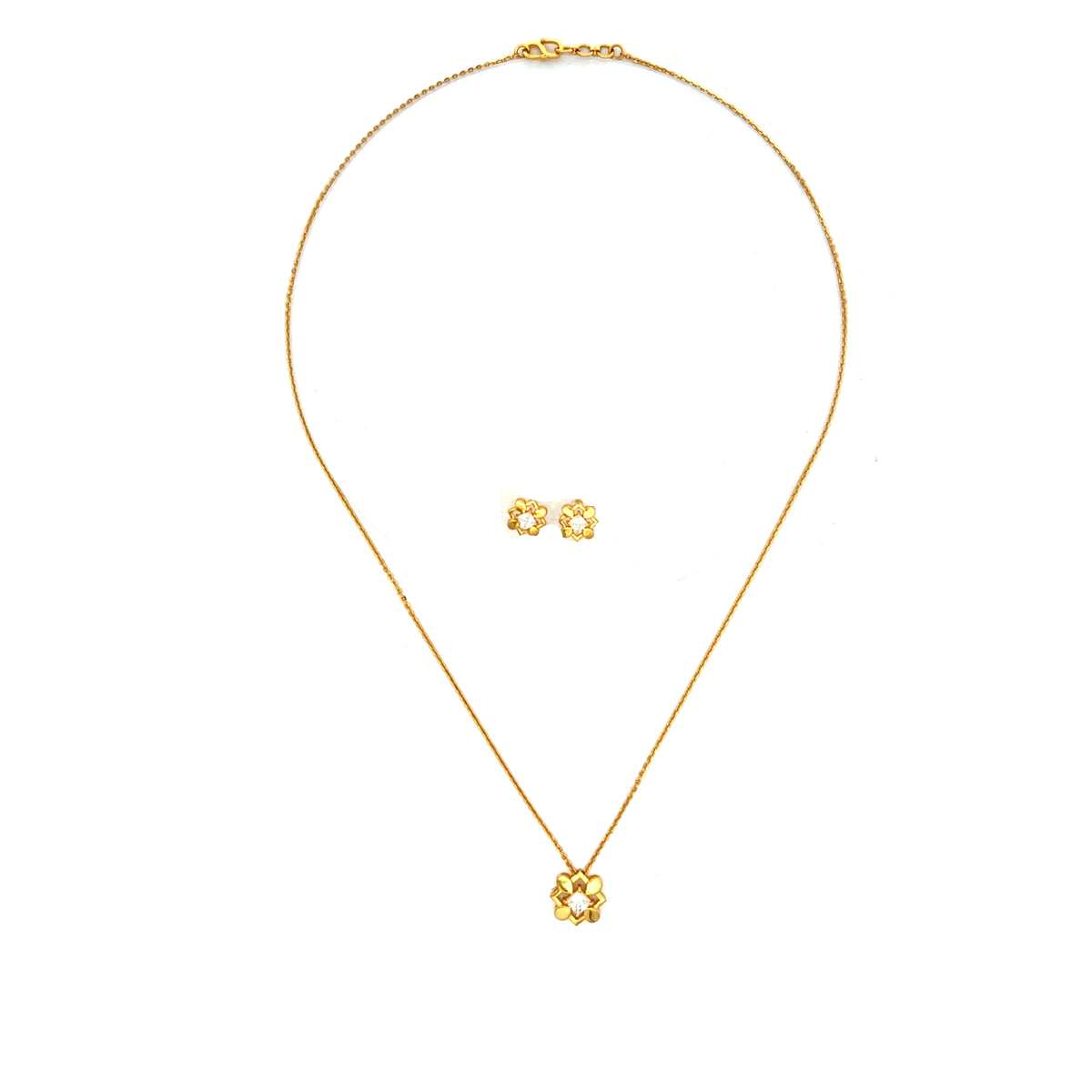 Blossom Sparkle 9k Gold Necklace Set