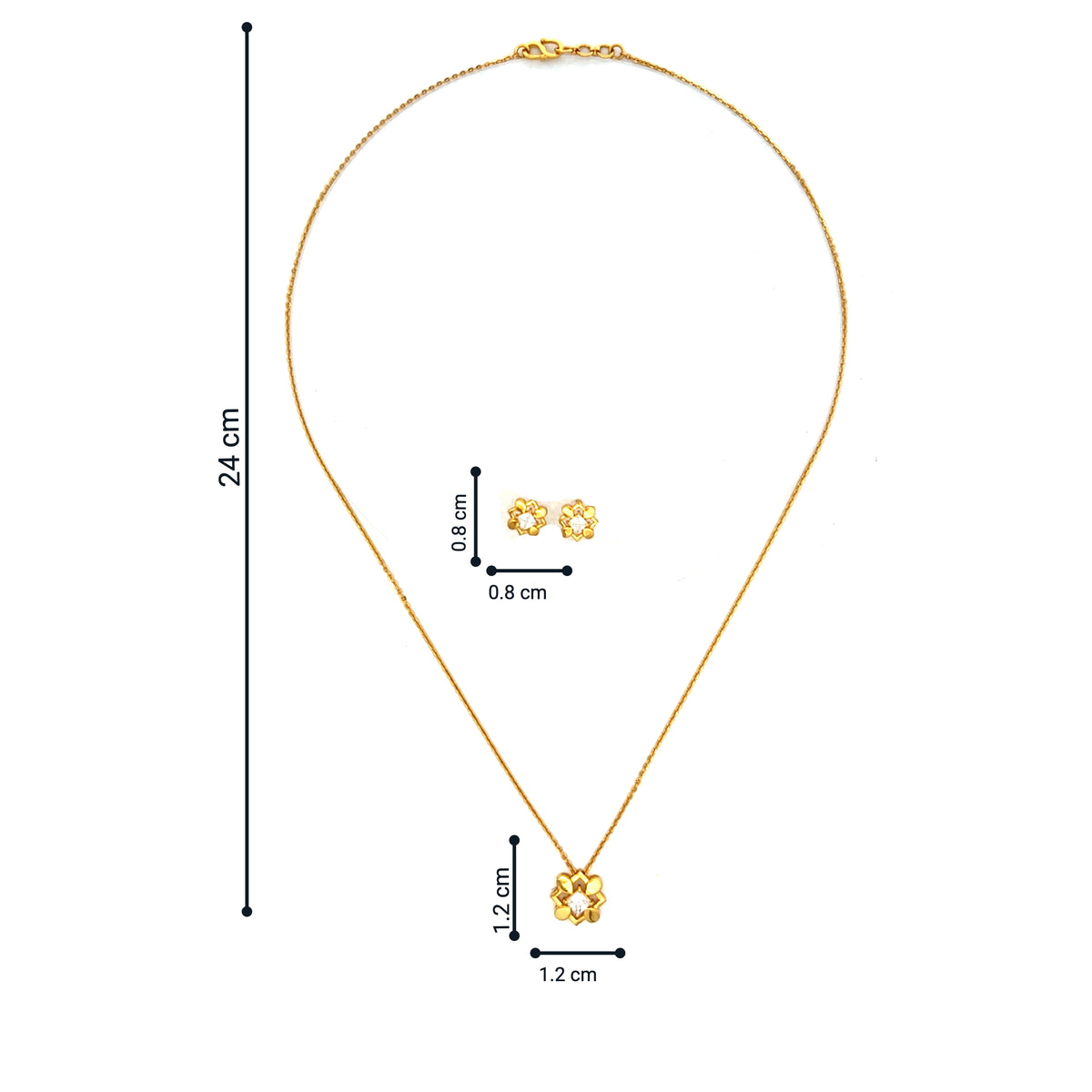 Blossom Sparkle 9k Gold Necklace Set