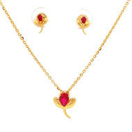 9k Rosy Flora Gold Necklace Set