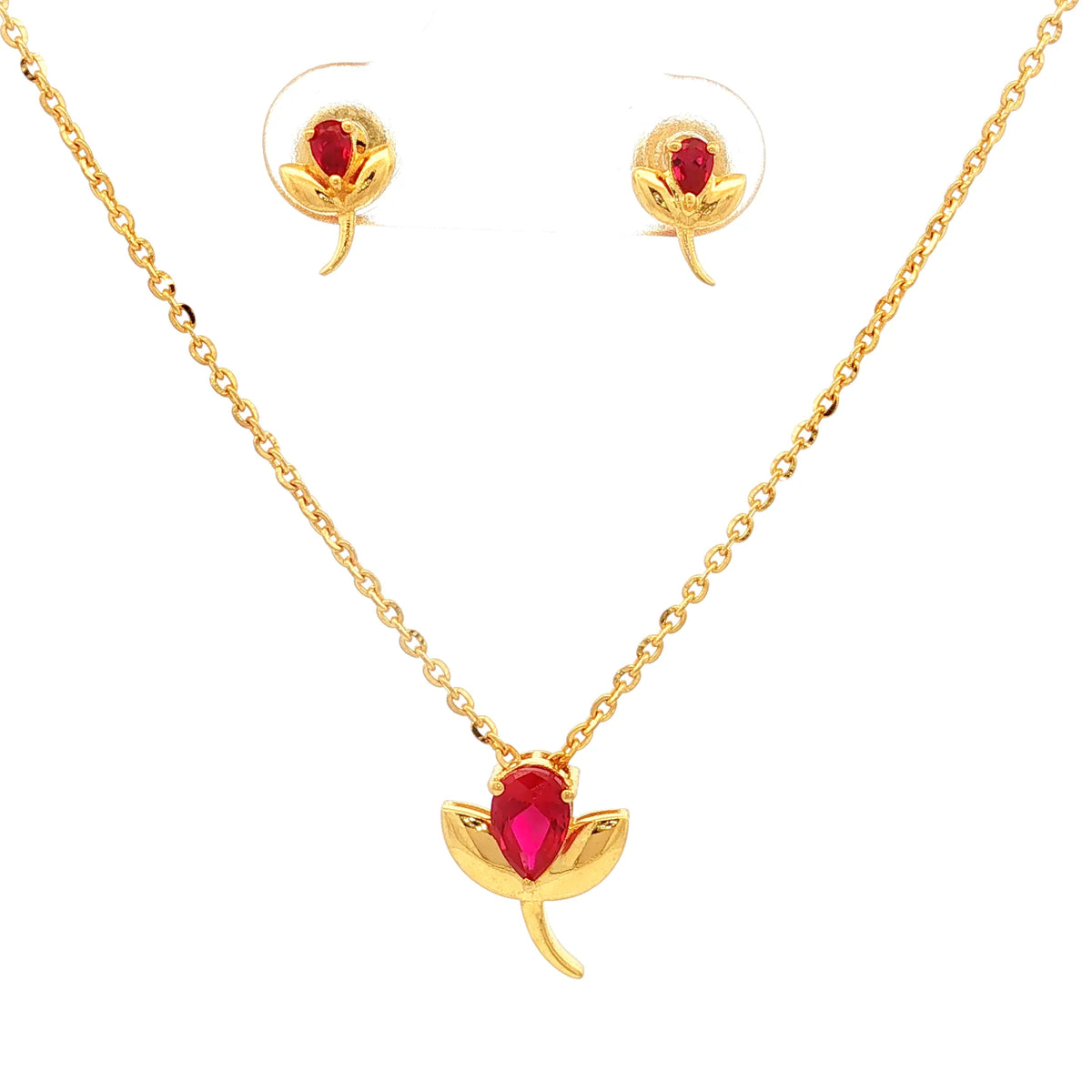 9k Rosy Flora Gold Necklace Set