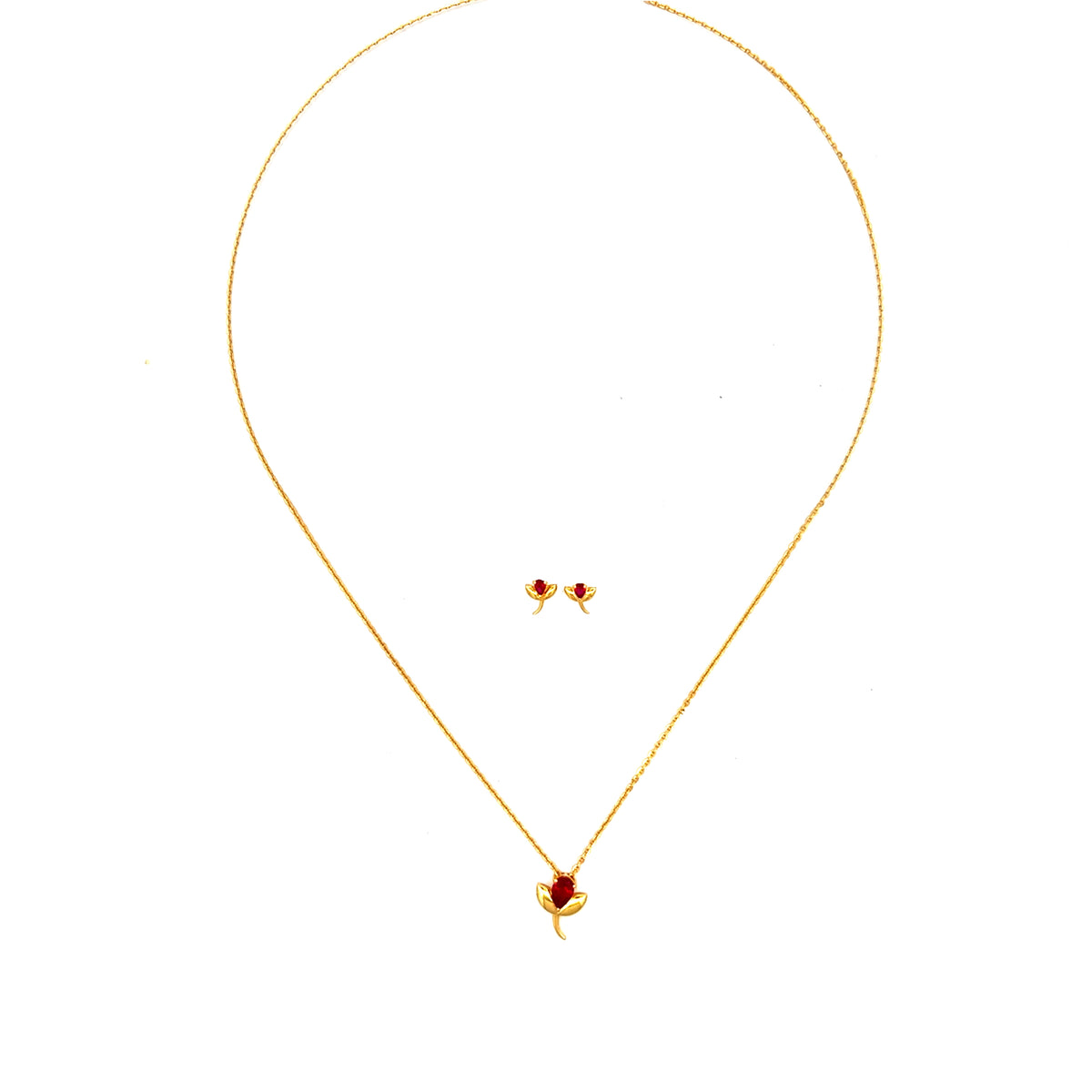9k Rosy Flora Gold Necklace Set