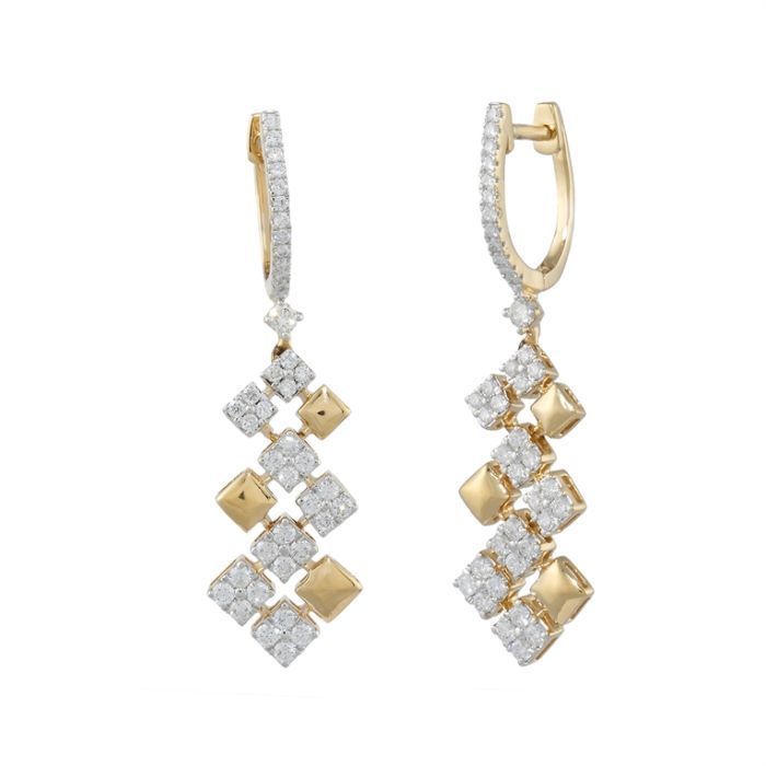 Triple Square Elegance Gold Hoops
