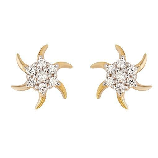 Minimalist Modern Starburst 18K Gold Studs