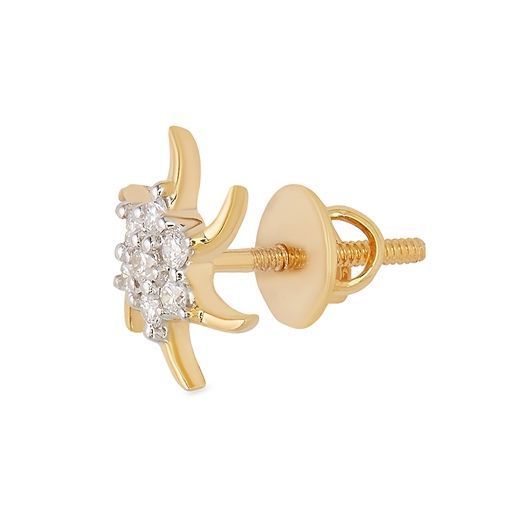 Minimalist Modern Starburst 18K Gold Studs