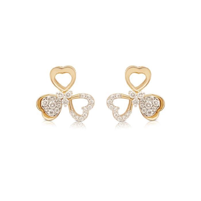 18K Charming Tri-Petal Clover Studs for Dazzling Glow