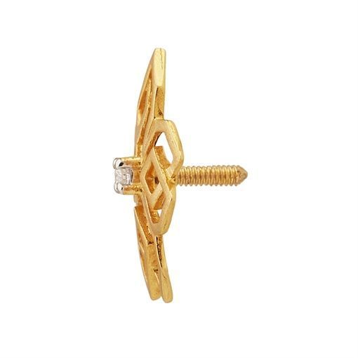18K Graceful Enigmatic Gold Studs with Flora Motif