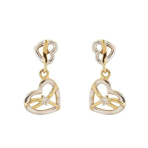 Adorable Heart Shape 18K Diamond Studs for Charming Look