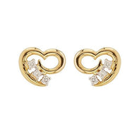 Modern Heart Charm Gold Studs