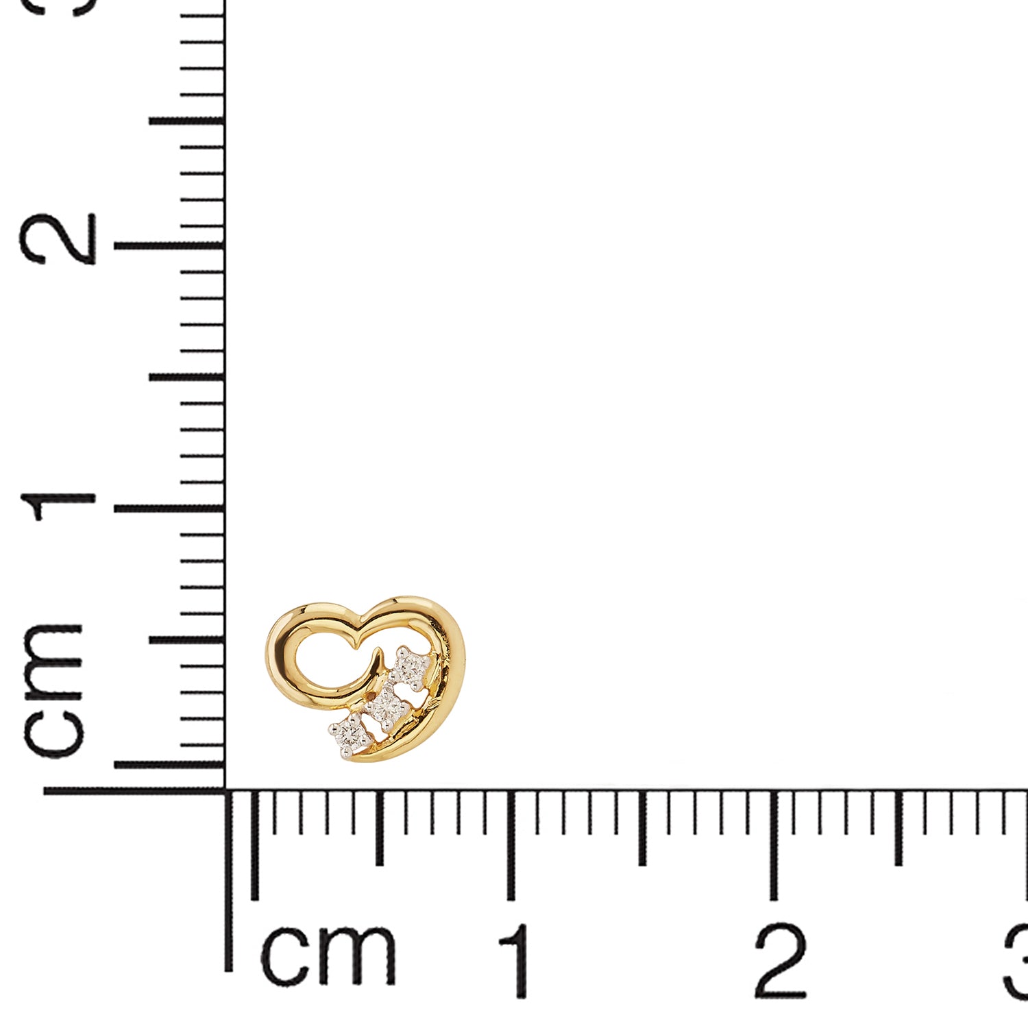 Modern Heart Charm Gold Studs