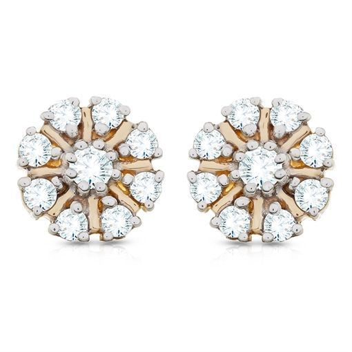 18K Charming White Blossom Diamond Studs
