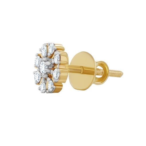 18K Charming White Blossom Diamond Studs