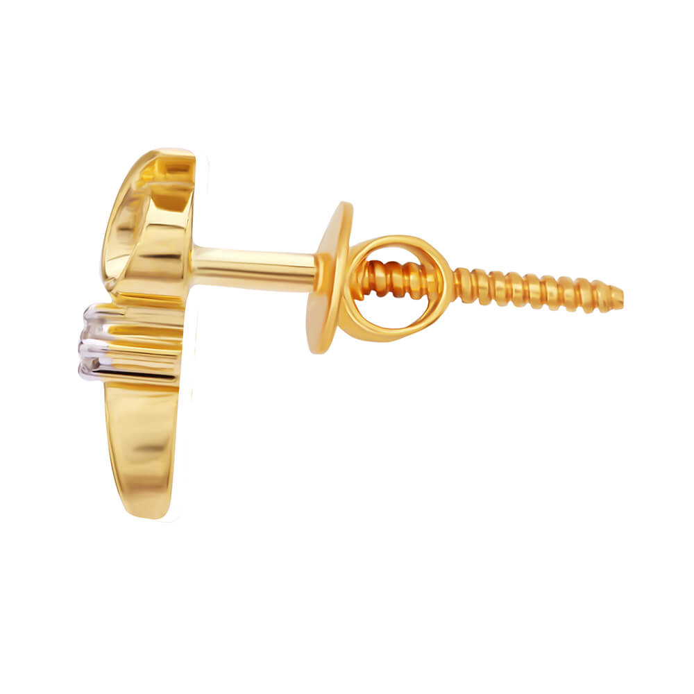 18K Golden Elegance Studs with Modern Twist