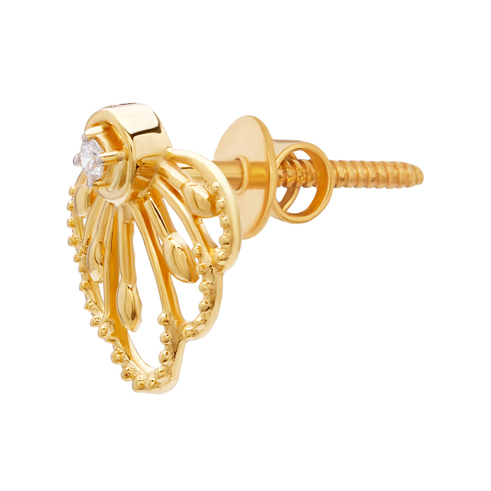 Radiant Spiral Bud Design 18K Gold Studs