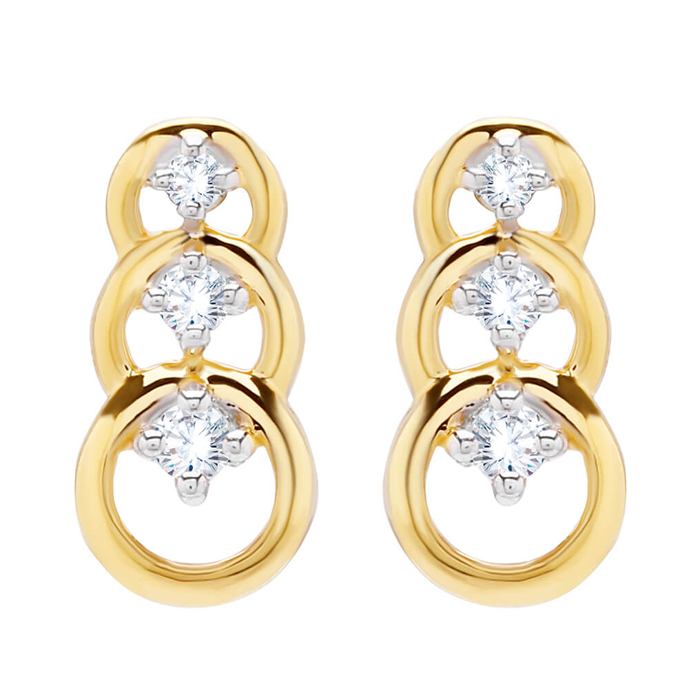 Triple Ring Gold Elegance Studs 18K