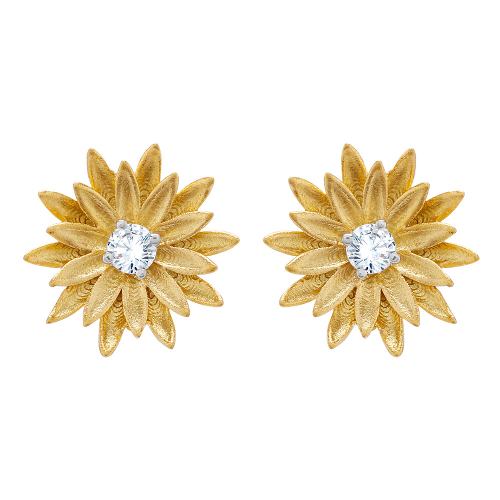 18K Full Bloom Studs with Golden Elegance