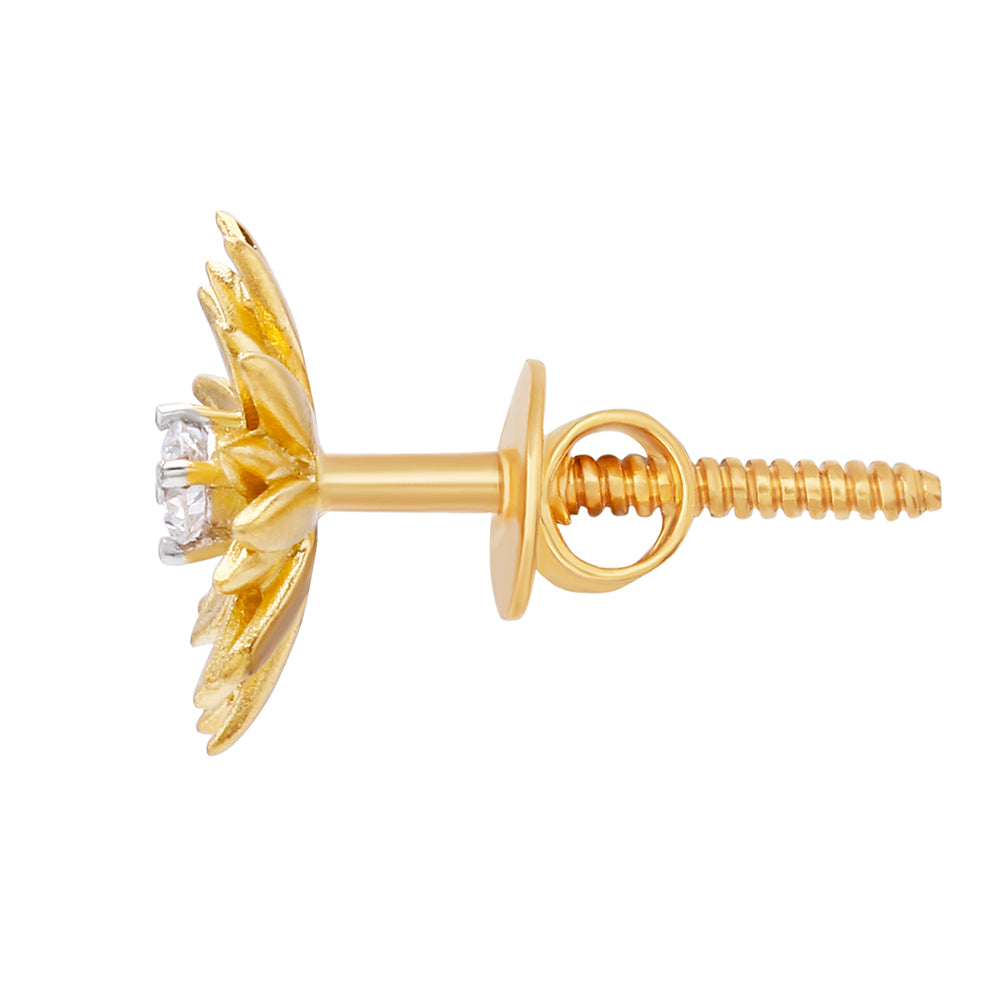 18K Full Bloom Studs with Golden Elegance