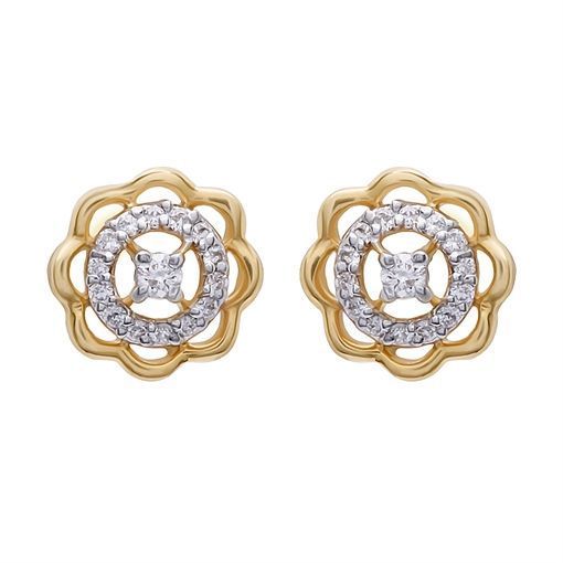 18K Diamond Petite Floral Studs for Delicate Charm