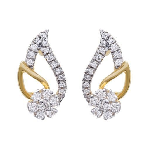 Paisley Elegance 18K Diamond Studs with Modern Twist