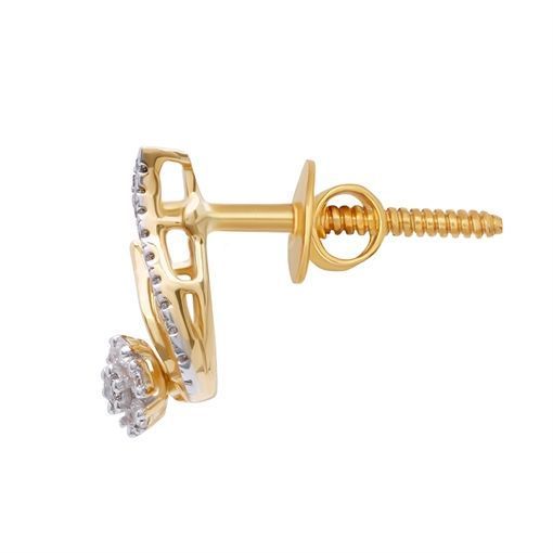 Paisley Elegance 18K Diamond Studs with Modern Twist