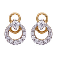 18K Circular Diamond Studs for Radiant Loook