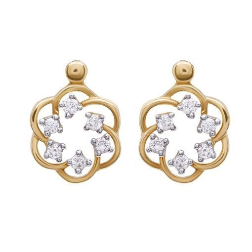 Charming 18K Diamond Studs with Floral Design