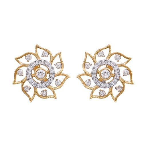 Graceful 18K Diamond Studs with Floral Design