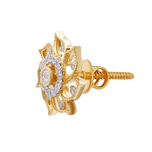 Graceful 18K Diamond Studs with Floral Design