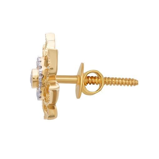 Graceful 18K Diamond Studs with Floral Design