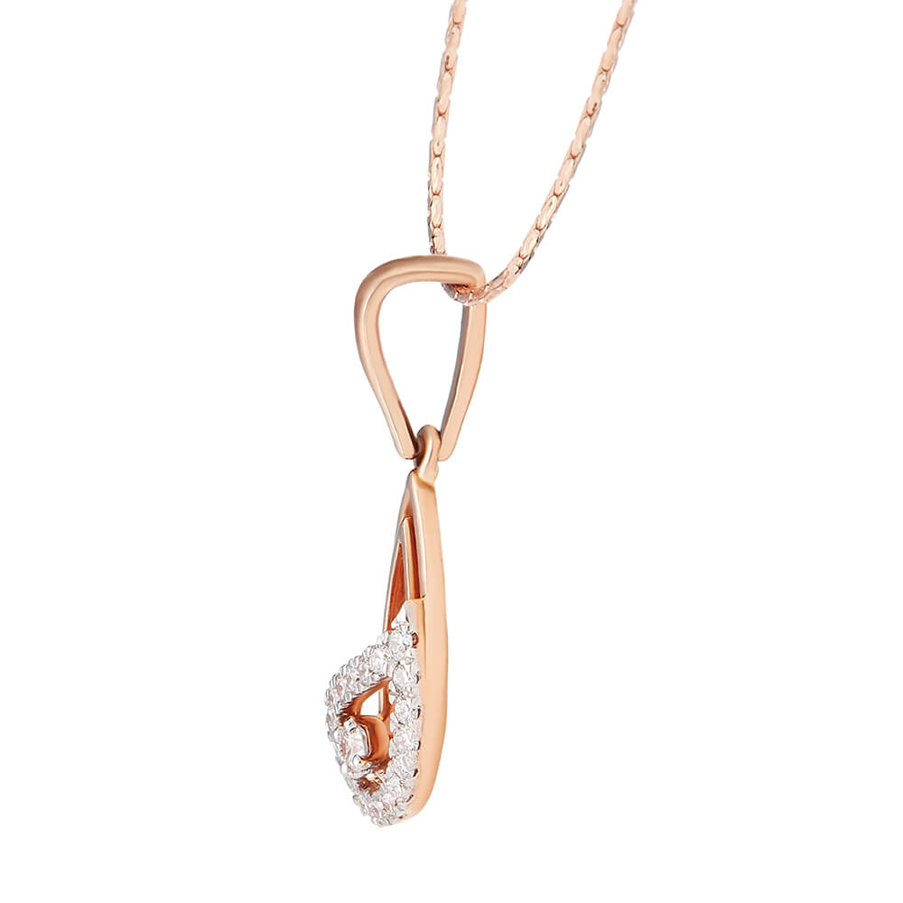Modern Paisley Shine Diamond Rose Gold Pendant