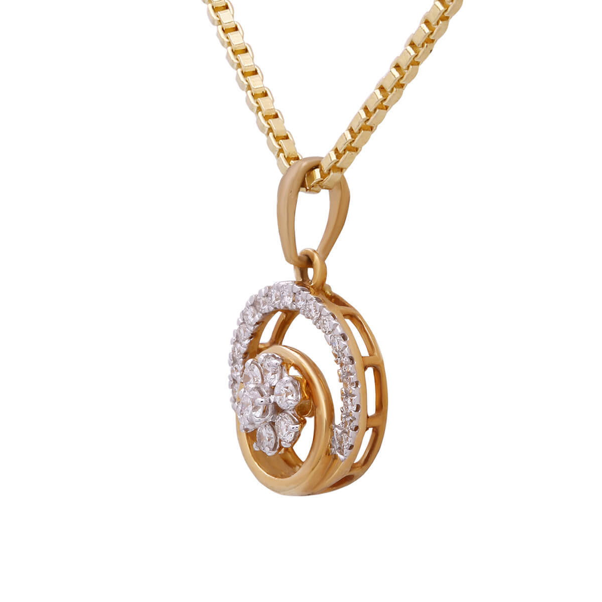 Contemporary Floral Dazzle Diamond Pendant