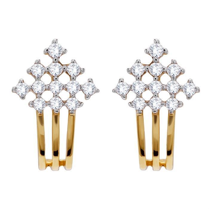 Sparkling Elegance 22K Trigonal Gold Studs