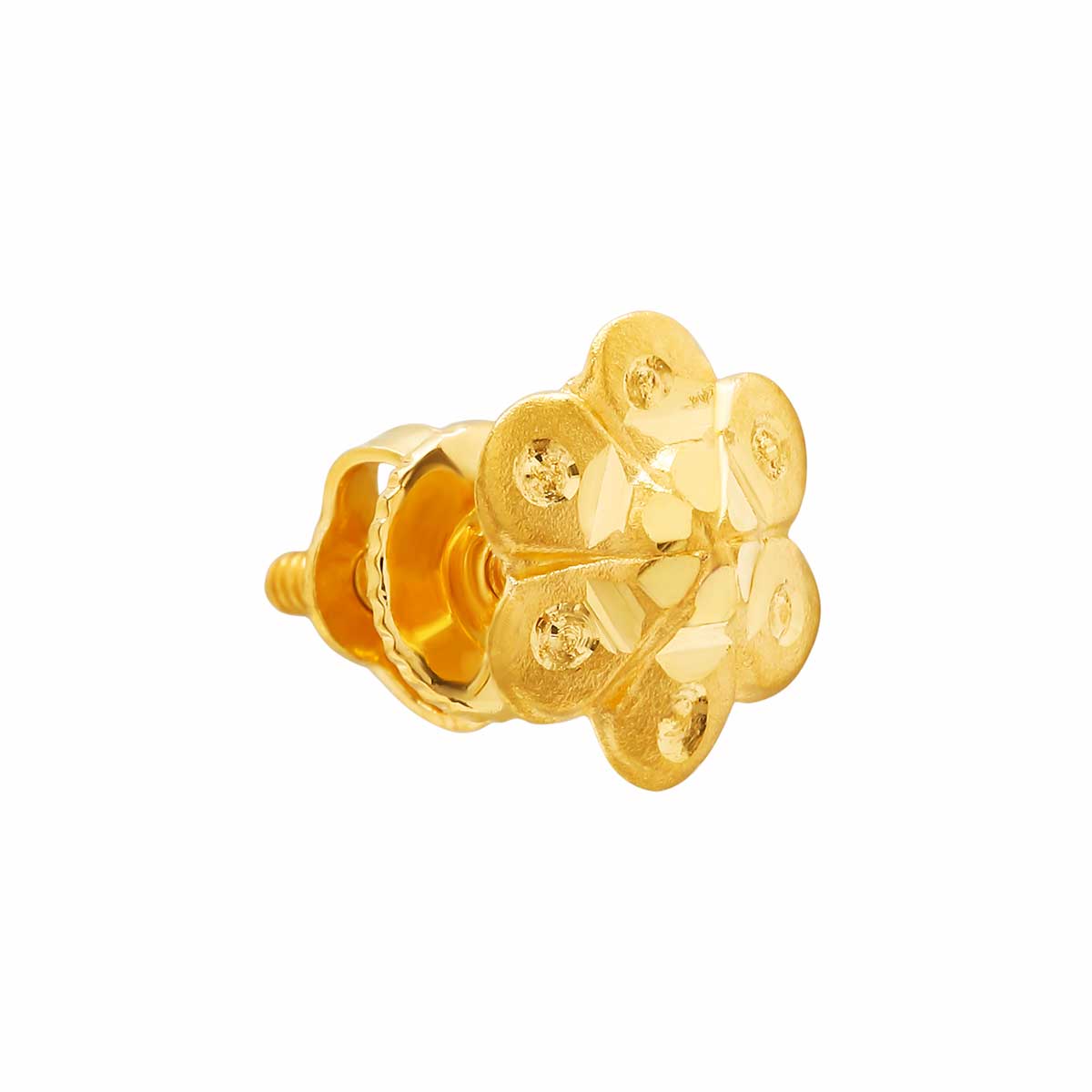 Charming Floral Stud Earrings In 22K