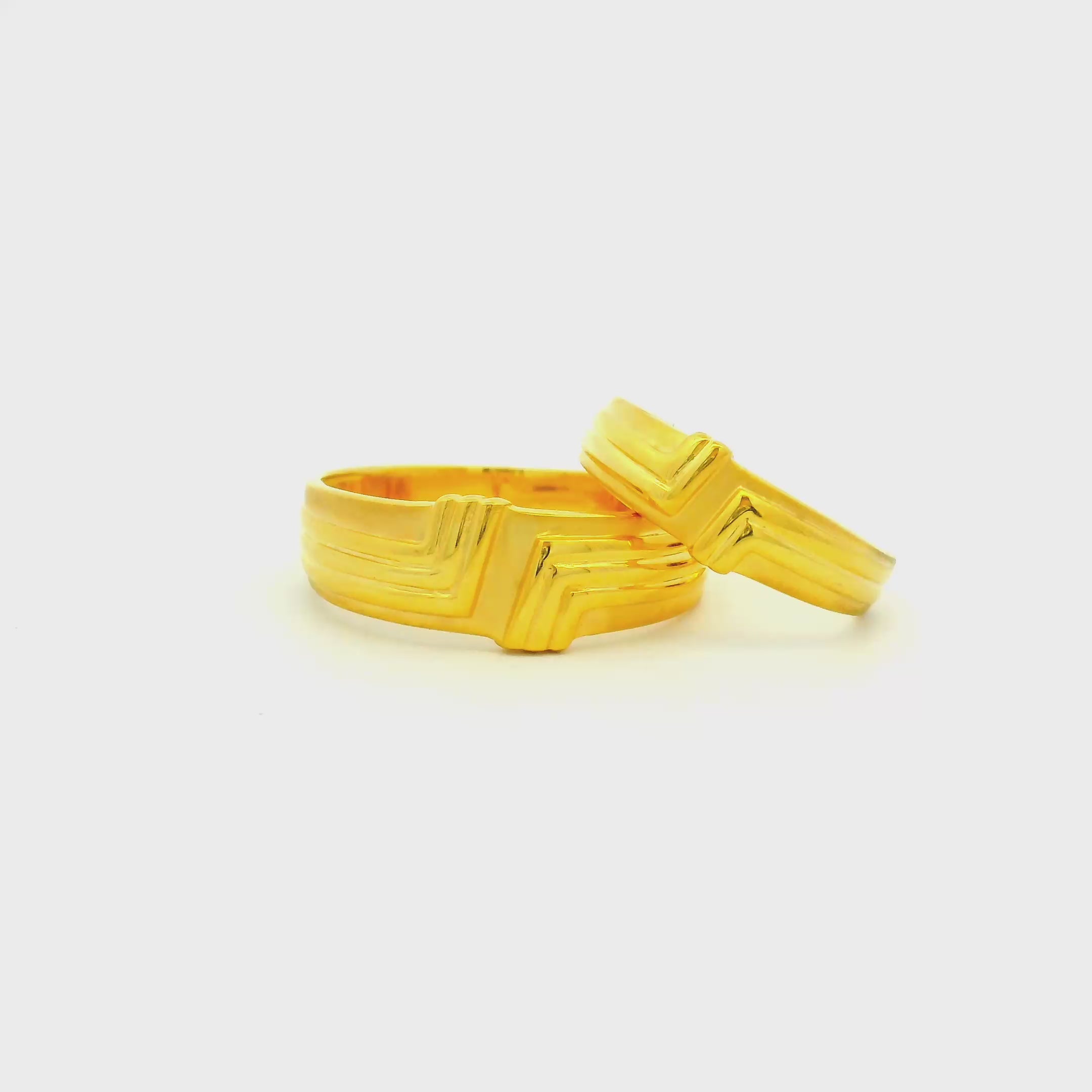 Modern Vow Gold Couple Rings