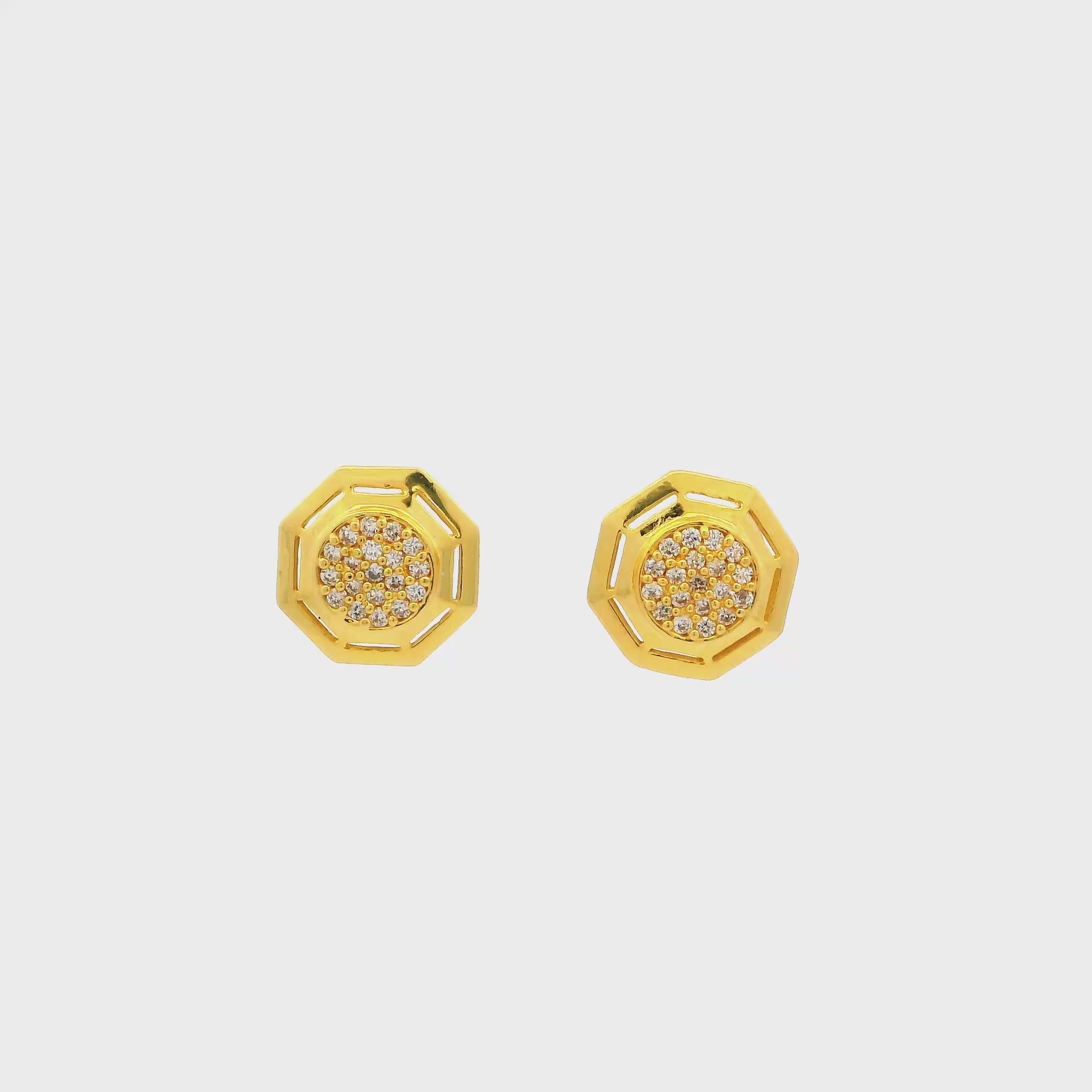 Hexa Gleam Gold Studs