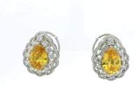 Yellow Stone Silver Earrings