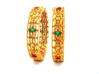 Emerald Ruby Gold Plated Bangles