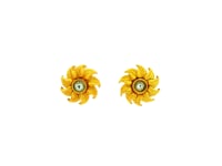 Classic Round Flower Gold Plated Earrings